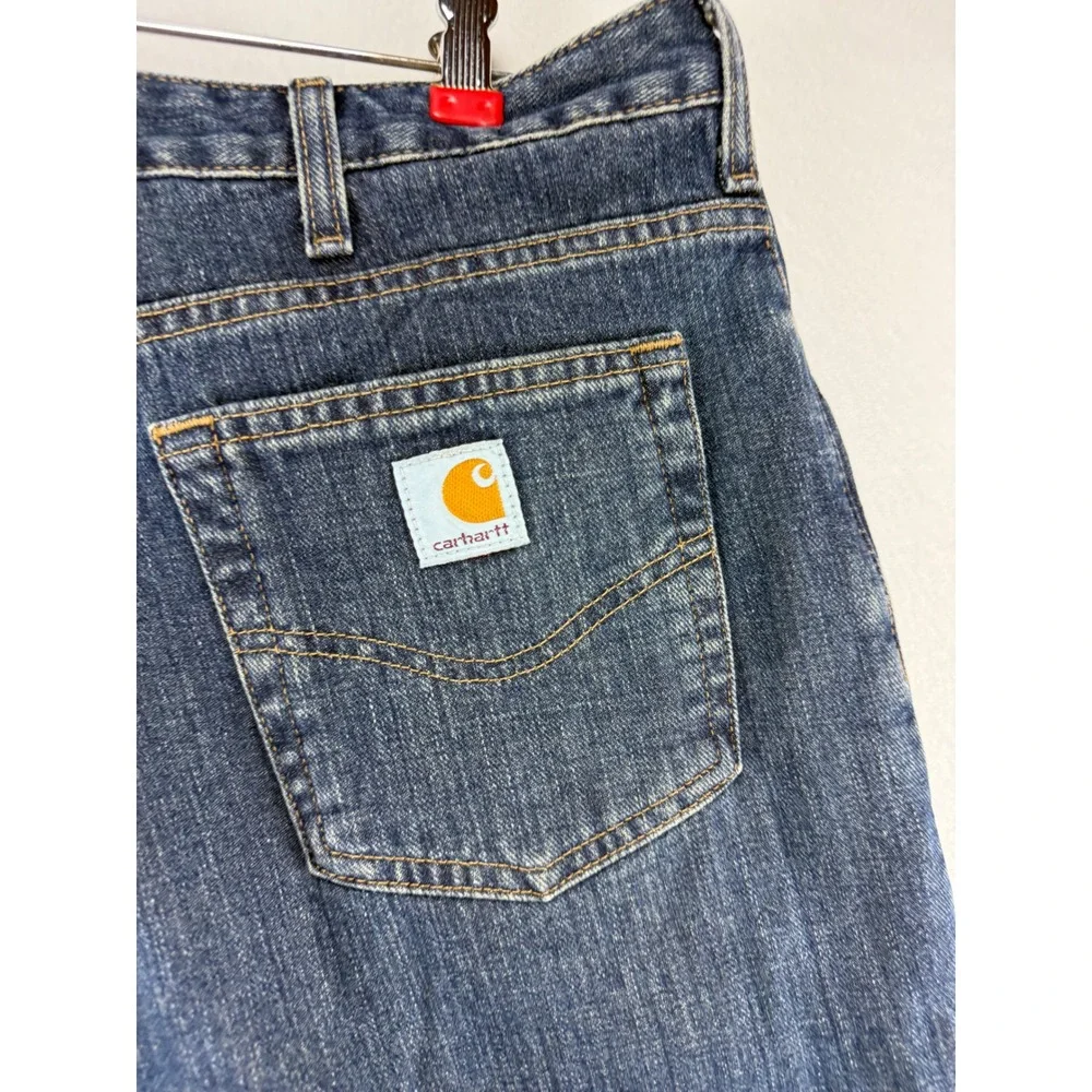 Carhartt Flannel Lined‎ Jeans Mens 36x32 Relaxed Fit Blue Denim Plaid Lined